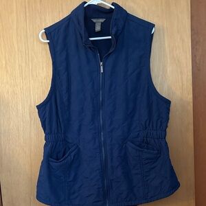 Women's Navy Quilted Vest fleece lining